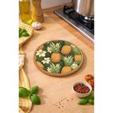1001 Ananas Desenli Mantar Nihale Tencere Tava Altlığı 19CM Çapında 1cm Kalınlığında