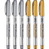 1001 Aputue Metal Boya Kalemi Metal Crayon, 6 Pcs Altın ve Gümüş Su Geçirmez Işaretleyici, Hızlı