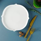 1001 Aryıldız Lunar Yuvarlak Servis Tabağı Porselen Kabartmalı Beyaz 23 cm - SECENEK