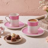 1001 Aryıldız Nila 4 Parça 2 Kişilik Kahve Fincan Takımı Pembe 90 ml