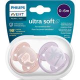 1001 Avent Ultra Hava Emziği Ortodontik ve Bpa, Ekstra Havalandırma Delikleri 0-6 Ay (Kız Tasarımı) - Çok Renkli