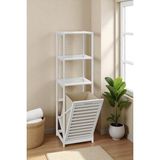 1001 Bambu Beyaz Mat Lake Kirli Sepetli 3 Raflı Banyo Düzenleyici Çamaşır Sepeti DB-0019 - ebat