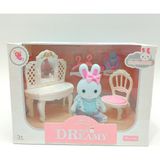 1001 Bay Dreamy Mini Tavşan Oyun Seti - Makyaj Masası - Ahşap