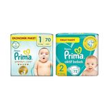 1001 Bebek Bezi Premium Care 1 Beden 70 Adet Yenidoğan Jumbo Paket & Prima Bebek Bezi Aktif Bebek 2 Numa