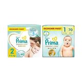 1001 Bebek Bezi Premium Care 2 Beden 60 Adet Mini Jumbo Paket & Prima Bebek Bezi Premium Care 1 Beden 70