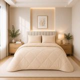 1001 Bej Soft Silikon Yorgan Tek Kişilik 155 * 215 - 100 x 100 cm
