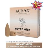 1001 Beyaz Misk Kokulu Geri Akış Tütsüsü Konik Tütsü White Musk Backflow Incense Cones 10 Adet - Beyaz - Gold