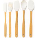 1001 Busstier 5’li Silikon Spatula Seti Bambu Saplı Mutfak Gereçleri Isıya Dayanıklı Yapışmaz Ha