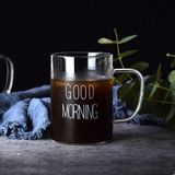 1001 Büyük Boy Good Morning Cam Kupa Kulplu Bardak Borosilikat Isıya Dayanıklı Cam Kupa 450 ml - secenek