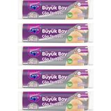 1001 Büzgülü 10'lu Çöp Torbası Vanilya Kokulu Büyük Boy 65 x 70 cm Beşli Paket - secenek