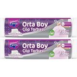 1001 Büzgülü 15'li Çöp Torbası Beyaz Sabun Kokulu Orta Boy 55 x 60 cm Ikili Paket - secenek