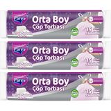 1001 Büzgülü 15'li Çöp Torbası Beyaz Sabun Kokulu Orta Boy 55 x 60 cm Üçlü Paket - secenek