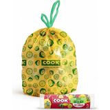 1001 Büzgülü Çöp Torbası, Orta Boy, 55 x 60 Cm, 15 Yaprak, Limon Kokulu, Sarı