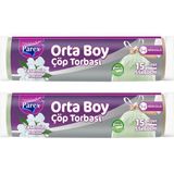 1001 Büzgülü Çöp Torbası Yasemin Kokulu 15'li Orta Boy 55 x 60 cm Ikili Paket - secenek