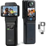 1001 C400 Pocket 4K UHD 3'ü 1 Arada Titreşim Engelleme Çift Ekranlı Vlog Aksiyon Kamerası