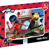 1001 Ca Games Mucize: Uğur Böceği ile Kara Kedi Lisanslı 35 Parça Çerçeveli 34X24CM Çocuk Puzzle
