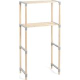 1001 Çamaşır Makinesi Üstü 2 Katlı Masif Ahşap Raf 33X66X127 cm – Banyo Depolama Rafı, Kolay Ku - ebat