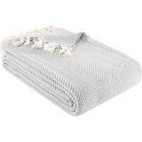 1001 Carden Organik Pamuklu Koltuk Örtüsü Desenli 200X230 cm Kanepe Çekyat Buldan Bezi Gri - 100 x 100 cm