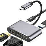 1001 CF02 Macbook Uyumlu Type-C™ To 4K Ultra Hd 1080P Hdmı/vga/pd Şarj/usb 3.0 4ın1 Çevirici Hub Ada