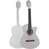 1001 CG-395WH Beyaz Renk Kesik Klasik Gitar 4/4 Yetişkin Boy Sap Ayarlı Full Set