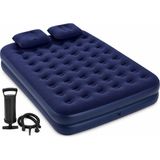 1001 Çift Kişilik Şişme Yatak 203X152X22 cm – 2 Yastıklı Taşınabilir Kamp Yatağı, El Pompalı