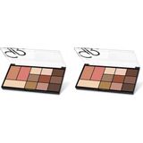 1001 City Style Face & Eye Palette No: 01 Warm Nude - Allık, Bronzer, Aydınlatıcı ve 9'lu Far Paleti - koyu