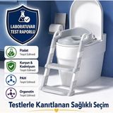 1001 Çocuk Merdivenli Klozet Adaptörü Yükseklik Ayarlı Pratik Tuvalet Eğitici Klozet Oturak Gri - ebat