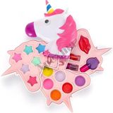1001 Çocukları Için Sürülebilir Unicorn Şekilli 3 Katlı Makyaj Seti Oyuncak Kozmetik Malzemeleri