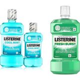 1001 Coolmint Ağız Bakım Suyu 500 ml 250 ml ve Listerine, Fresh Burst, Günlük Ağız Bakım Ürünü