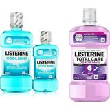 1001 Coolmint Ağız Bakım Suyu 500 ml 250 ml ve Listerine, Total Care, Diş Koruyucu, 6 Etkili Florürl