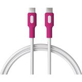 1001 Coral Type C-C Power Delivery Hızlı Şarj Kablosu, Beyaz Kablo, Beyaz/fuşya Uçlar (150 Cm) - SECENEK
