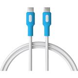 1001 Coral Type C-C Power Delivery Hızlı Şarj Kablosu, Beyaz Kablo, Beyaz/mavi Uçlar (150 Cm) - SECENEK