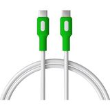 1001 Coral Type C-C Power Delivery Hızlı Şarj Kablosu, Beyaz Kablo, Beyaz/yeşil Uçlar (150 Cm) - SECENEK
