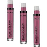 1001 Cosmetics Matte Queen Lipstick 20 Passionate Heart Kalıcı Likit Ruj, Mor (3 Paketi)