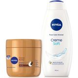 1001 Creme Soft Kremsi Dokunuş Duş Jeli 750ML ve Cocoa Butter Nemlendirici Vücut Bakım Kremi 400ML - secenek