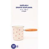1001 Cupid Emaye Ahşap Saplı Cezve (500ML-6 Kişilik)