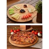 1001 Deconox 36CM Dönerli Bambu Yuvarlak Pizza ve Sunum Tepsisi, 360 Derece Dönebilen Kahvaltı Sunum,