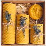 1001 Dekoratif Doğal Petek Balmumu Mum Ay ve Güneş Seti Bal Mumu Mum Hediyelik Beeswax Candle - 1 Parça