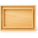 1001 Doğal Bambu 2’li Ahşap Tepsi Seti | Büyük 40×30 cm – Küçük 35×25 cm | Servis, Kahvaltı