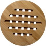 1001 Doğal Bambu Yuvarlak Çizgili Nihale, Mutfak Için Şık Isı Altlığı, 17 Cm, Nemli Bezle Silin