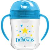 1001 Dr. Brown's 180 ml Silikon Su Oluklu Alıştırma Bardağı Mavi Yıldız Desenli - Çok Renkli
