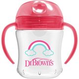 1001 Dr. Brown's 180 ml Silikon Su Oluklu Alıştırma Bardağı Pembe Gökkuşağı Desenli - Çok Renkli