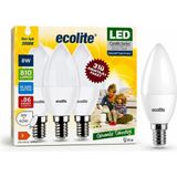 1001 Ecolite 8 W LED Mum Ampul – E14 Duy, 810 Lümen, 3000K Sarı Işık, 60W Eşdeğer, 3’lü Paket, - 0,5 W - Altın