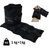 1001 El-Ayak Bilek Ağırlığı 1 kg 1 kg (2 Adet) (Toplam 2 Kg) Siyah Kum Torbası Ayarlanabilir Cırt - 0,5 kg