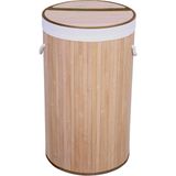 1001 El Yapımı Hasır Katlanır Çamaşır Sepeti Yuvarlak 60 Litre (35CM*35CM*61CM), Doğal Malzemeden - 35 x 35 cm