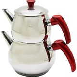 1001 Ems Mar (Aile) (Büyük) Boy Küre Çelik Çaydanlık Seti (Üst: 1.2lt & Alt: 2lt)*8 - seçenek