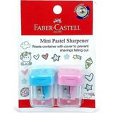 1001 Faber Castell Minibox Kalemtıraş 2 Parça, Blister Kartlı, Çeşitli Renkler, FCC584601