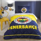 1001 Fenerbahçe Logo Düz Pamuk-Polyester Uyku Seti, Çok Renkli, Tek Kişilik - 100 x 100 cm