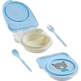 1001 Flybee Gezgin Çocuk Taşınabilir Beslenme Kabı, Bebek Mama Kabı, Çatal & Kaşık Seti - Tilki ( - Çok Renkli
