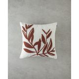 1001 Foglie Punch Nakışlı Kırlent Kılıfı 45X45 cm Ekru